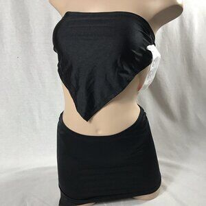 Zuliana Size Medium Black Bandana Style Top & Skirt. Made in USA New With Tags